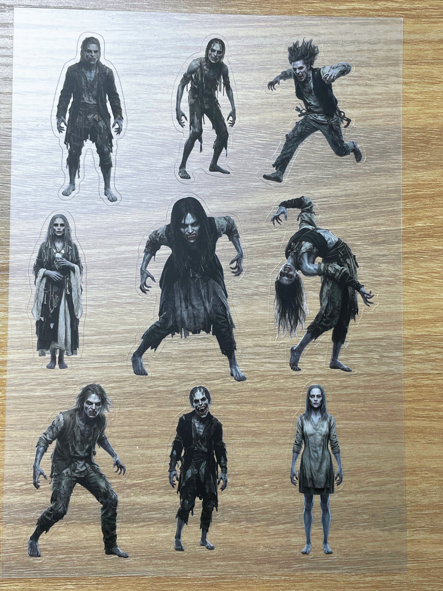 S62 Undead Zombie  sticker pet precut A5 size 3 pieces