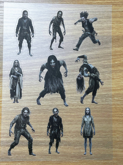 S62 Undead Zombie  sticker pet precut A5 size 3 pieces