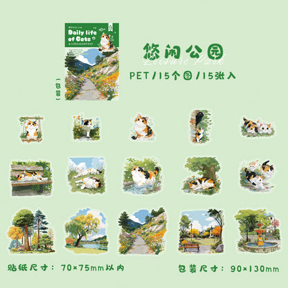 S-12 Meow Meow's Daily Series Cute Cartoon Theme Animal PET Sticker 6Style