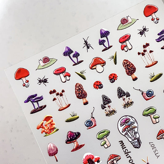 mini-10 Embossed Mushroom Stickers