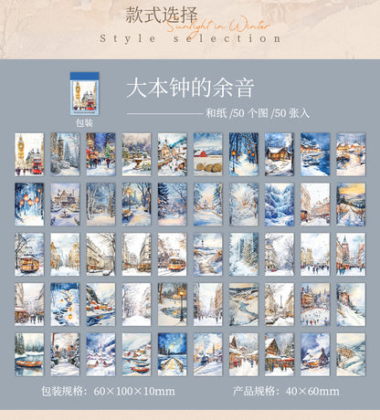 S-18   Sticker Book Winter Light Collection 50Winter Scenery Theme Material 4Style