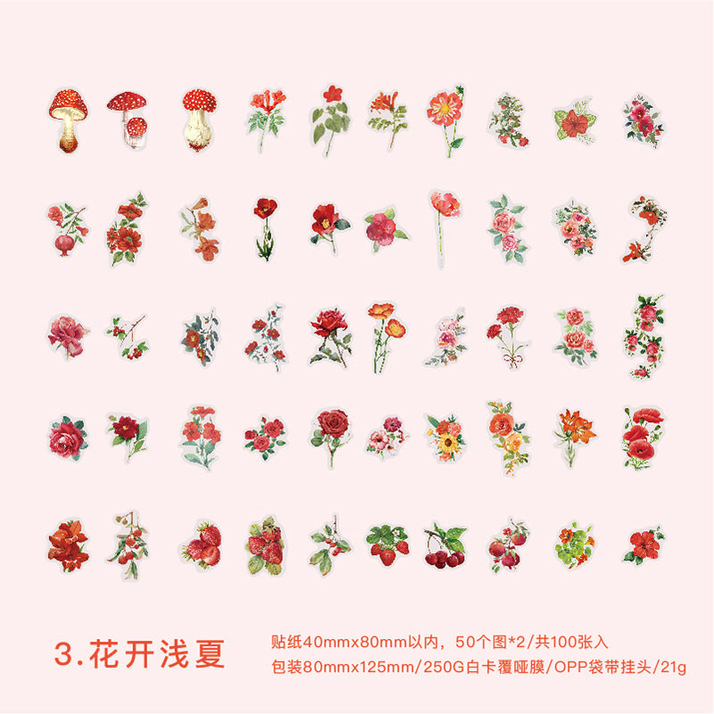 S-10 PET Stickers Flower Season Series Plant and Flower 6 Options