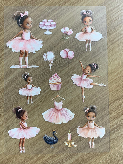 E-44 Little Swan Ballerina  3D Embossed sticker 1 piece