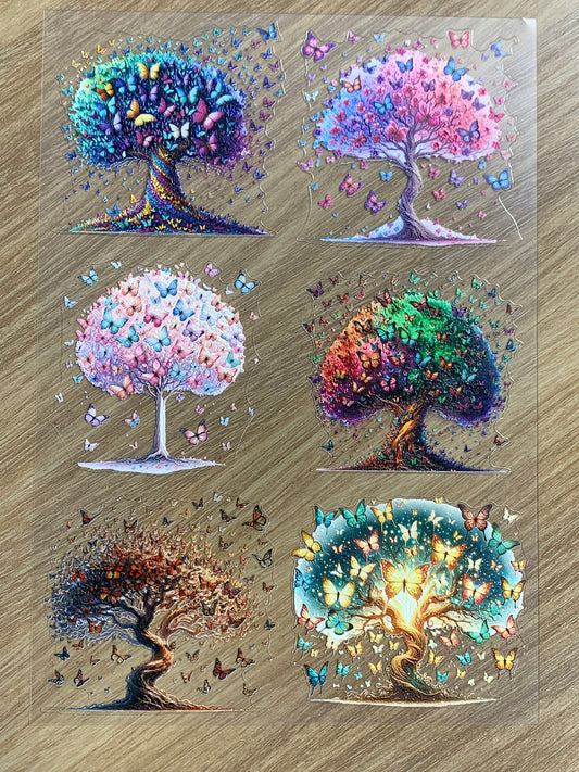 E-47 Whimsical Color Tree 3D Embossed sticker 1 piece