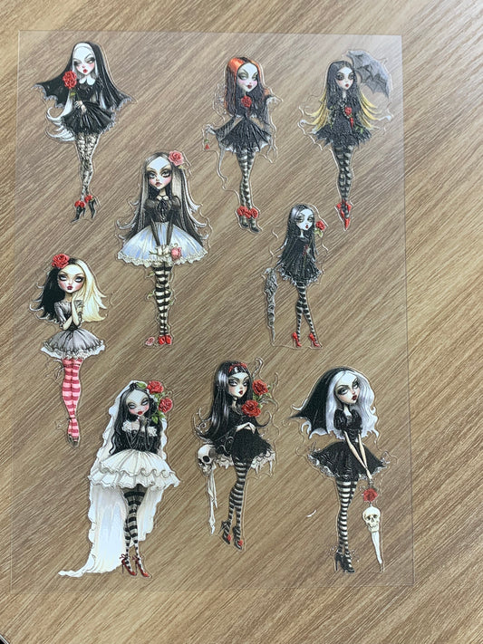 E-50 Gothic Rose Girls  3D Embossed sticker 1 piece