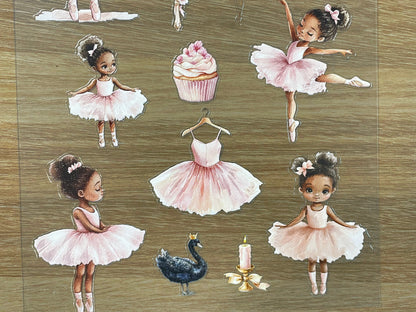 E-44 Little Swan Ballerina  3D Embossed sticker 1 piece