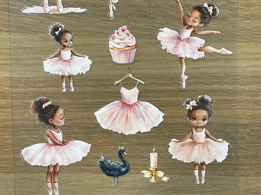 E-44 Little Swan Ballerina  3D Embossed sticker 1 piece