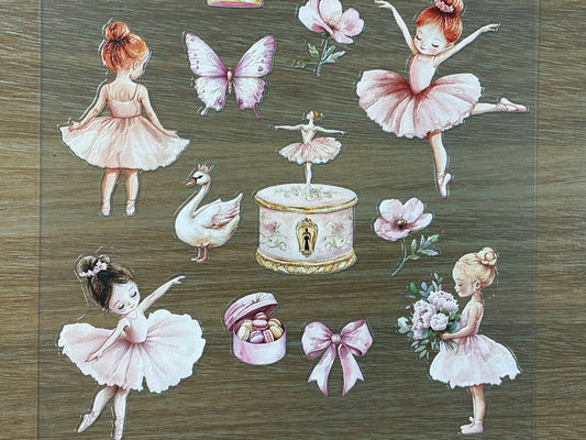E-45 Little Swan Ballerina 3D Embossed sticker 1 piece