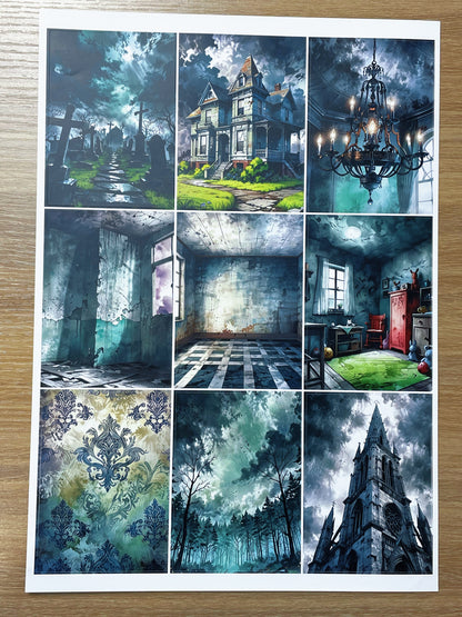 A-080  ATC background precut sticker  A4 size（1Pieces)