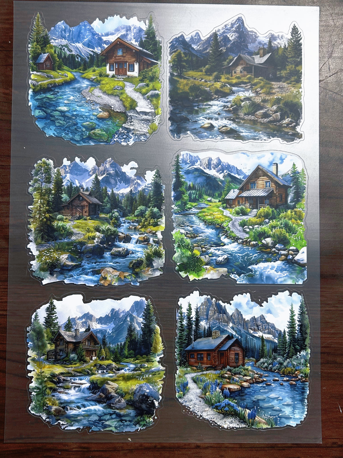 S-201 Alpine Cabin Stream sticker pet precut A4 size 2 pieces
