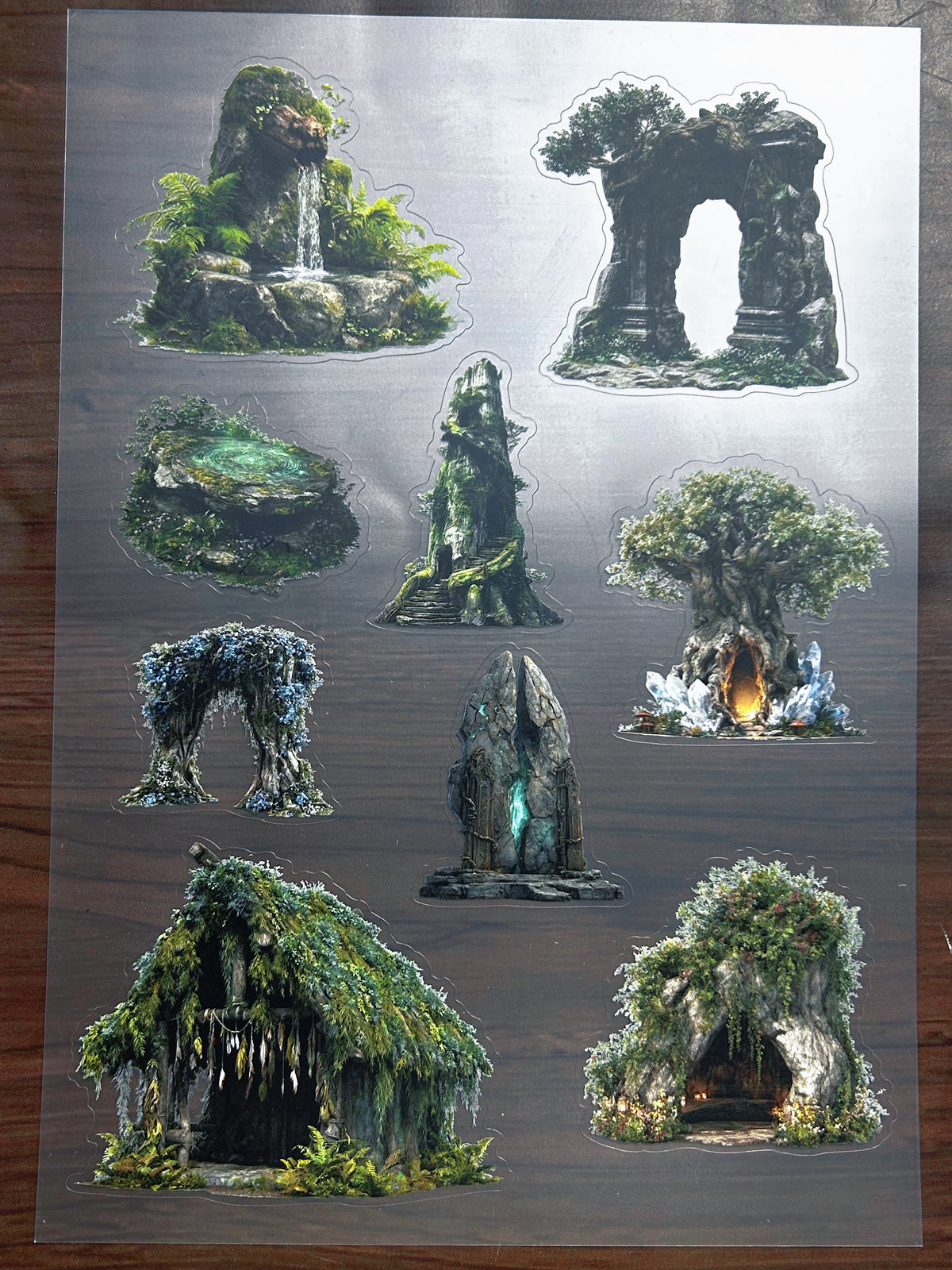 S-209 Enchanted Forest Ruins sticker pet precut A4 size 4 pieces