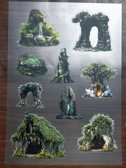 S-209 Enchanted Forest Ruins sticker pet precut A4 size 4 pieces