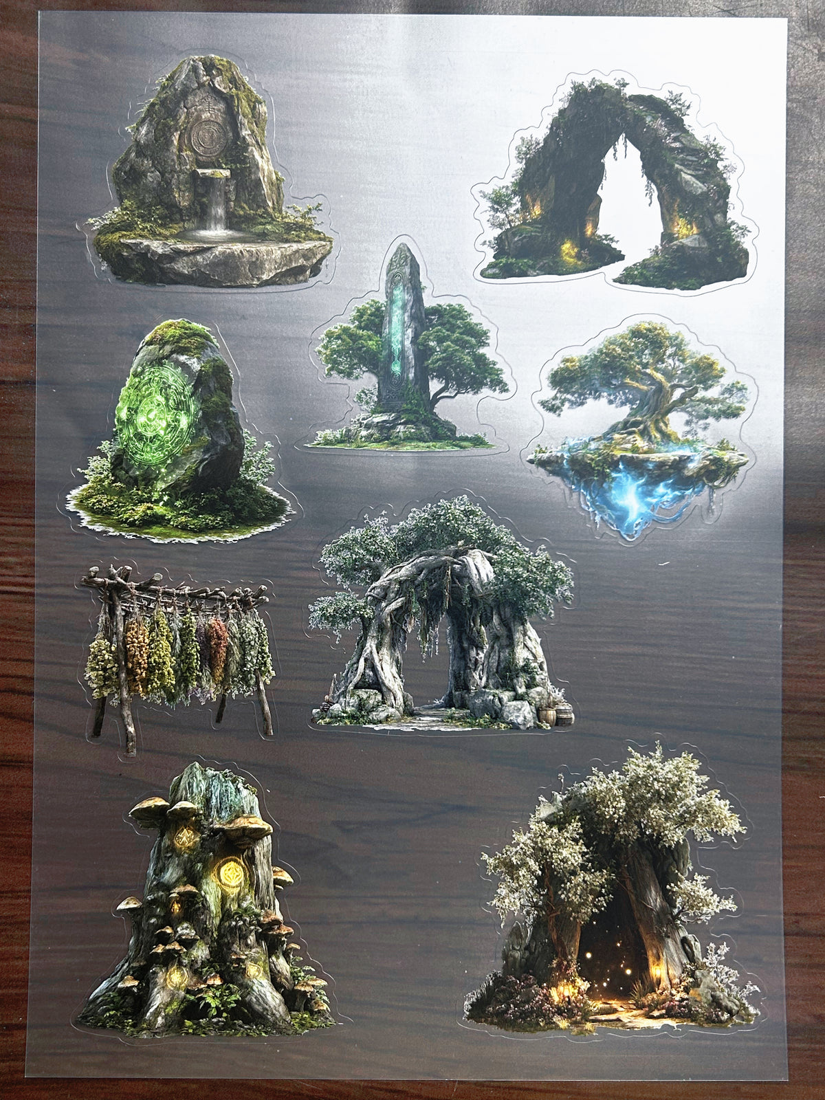S-209 Enchanted Forest Ruins sticker pet precut A4 size 4 pieces