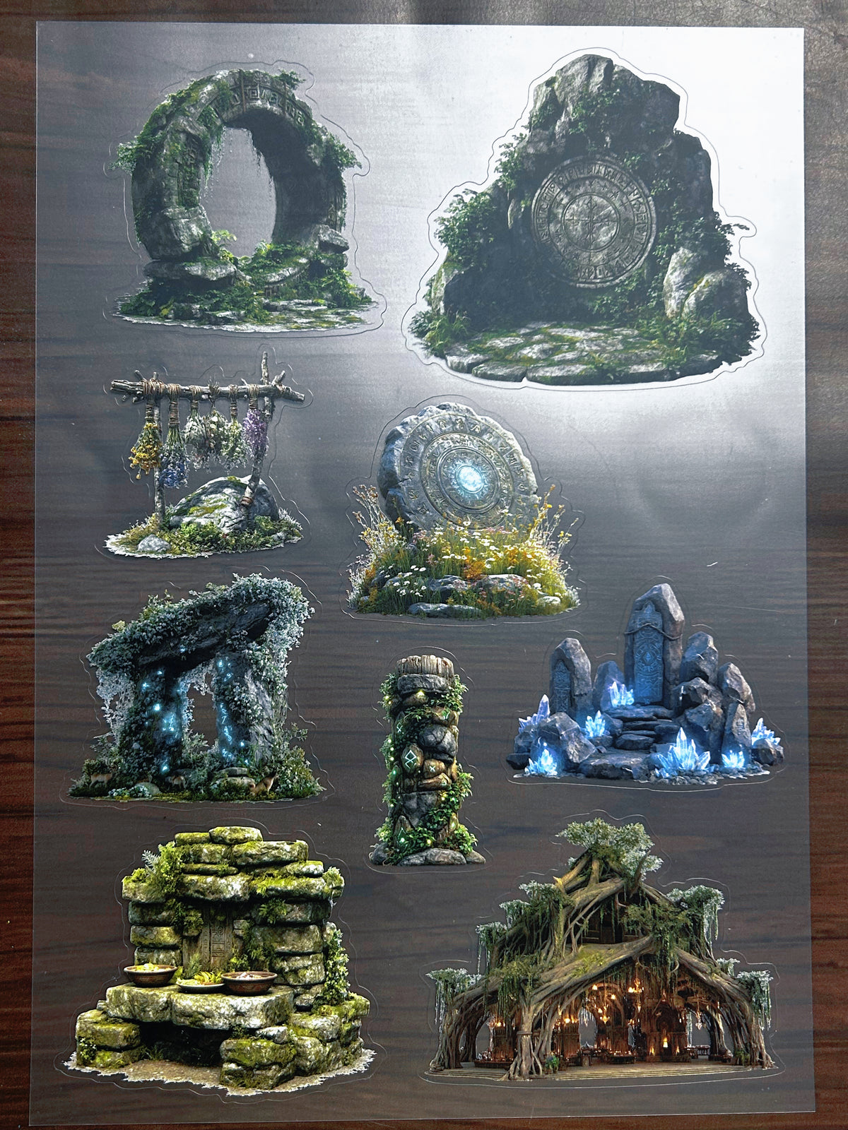 S-209 Enchanted Forest Ruins sticker pet precut A4 size 4 pieces