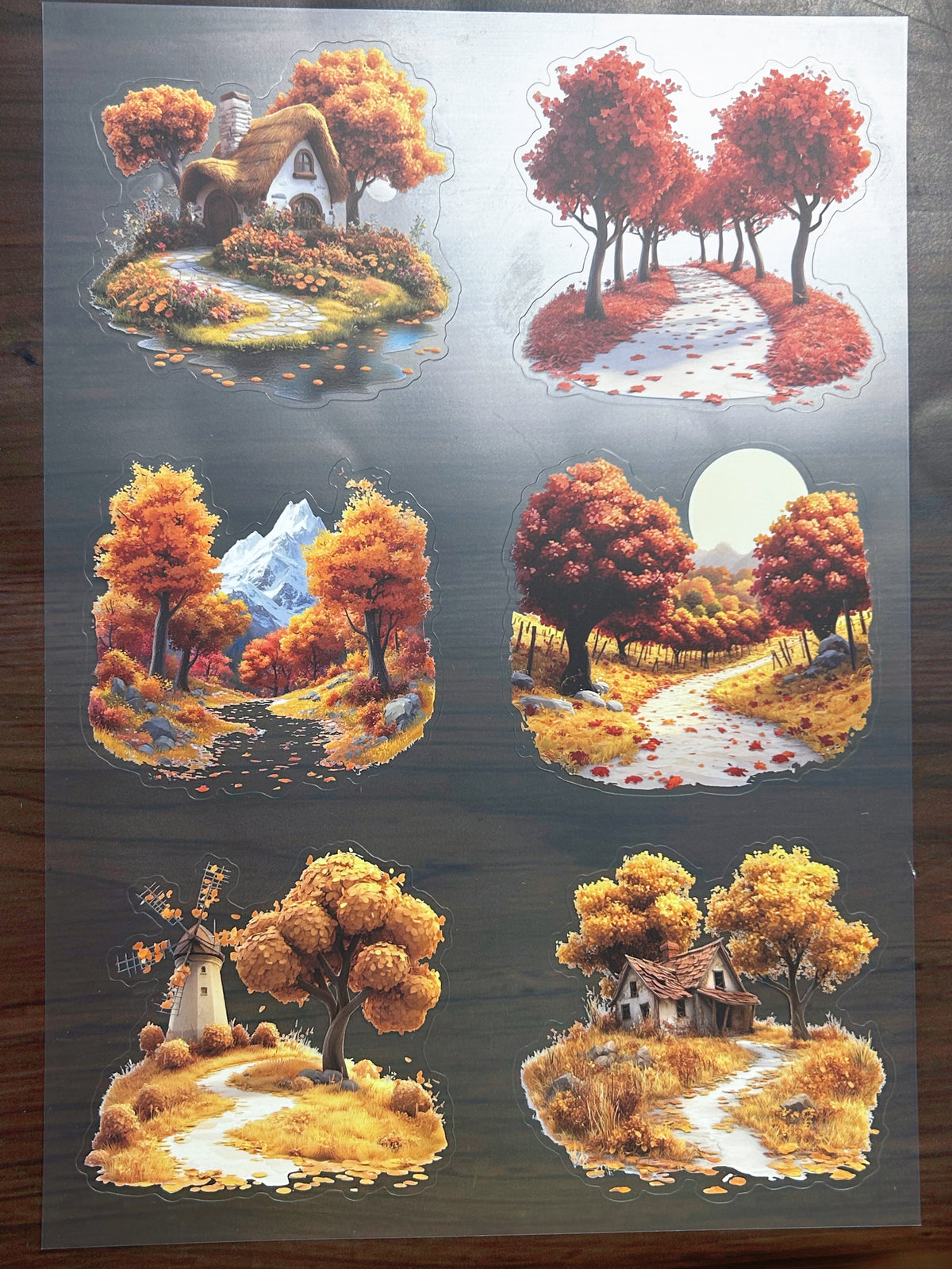 S-206 Autumn Village sticker pet precut A4 size 4 pieces