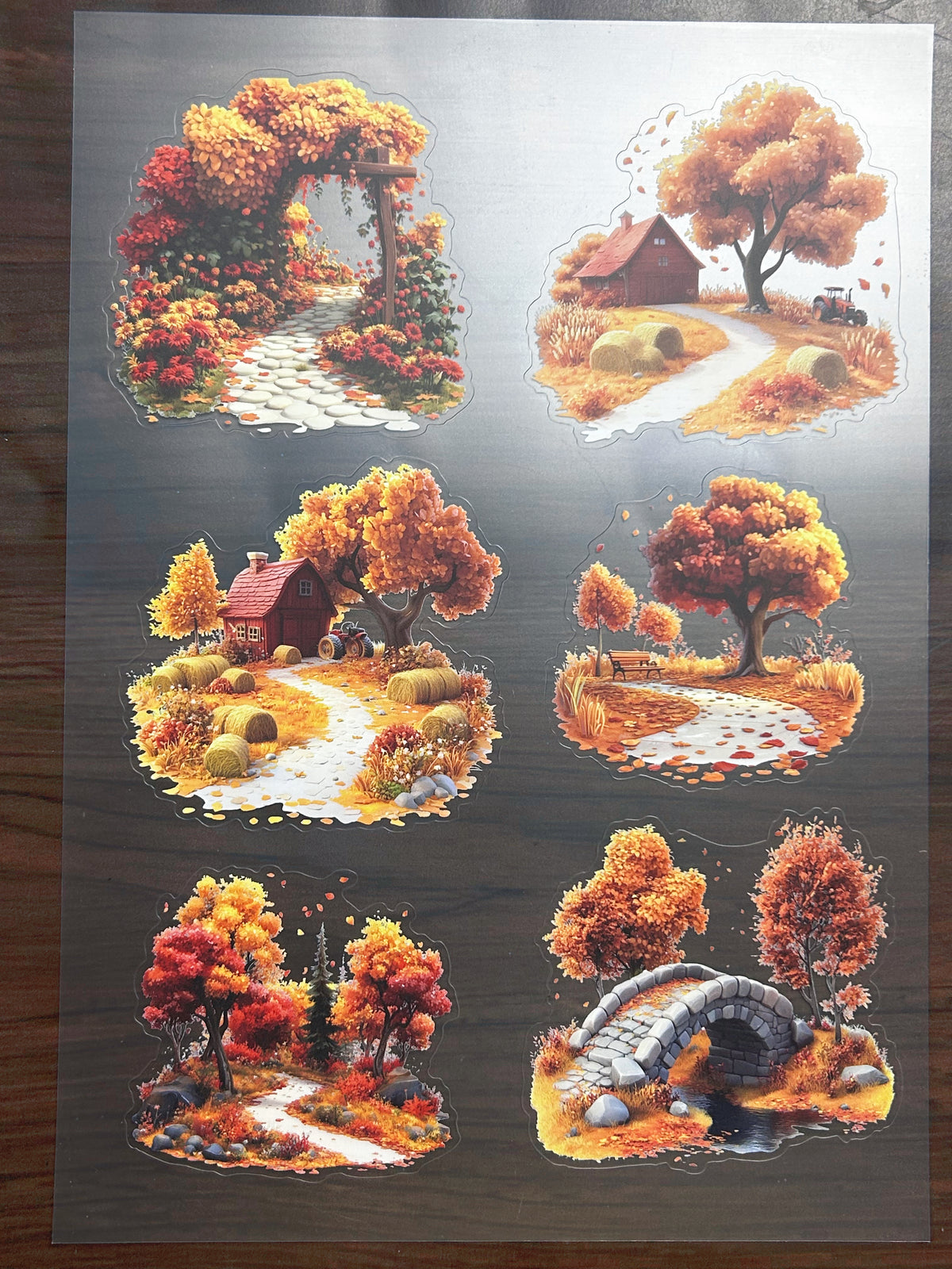 S-206 Autumn Village sticker pet precut A4 size 4 pieces