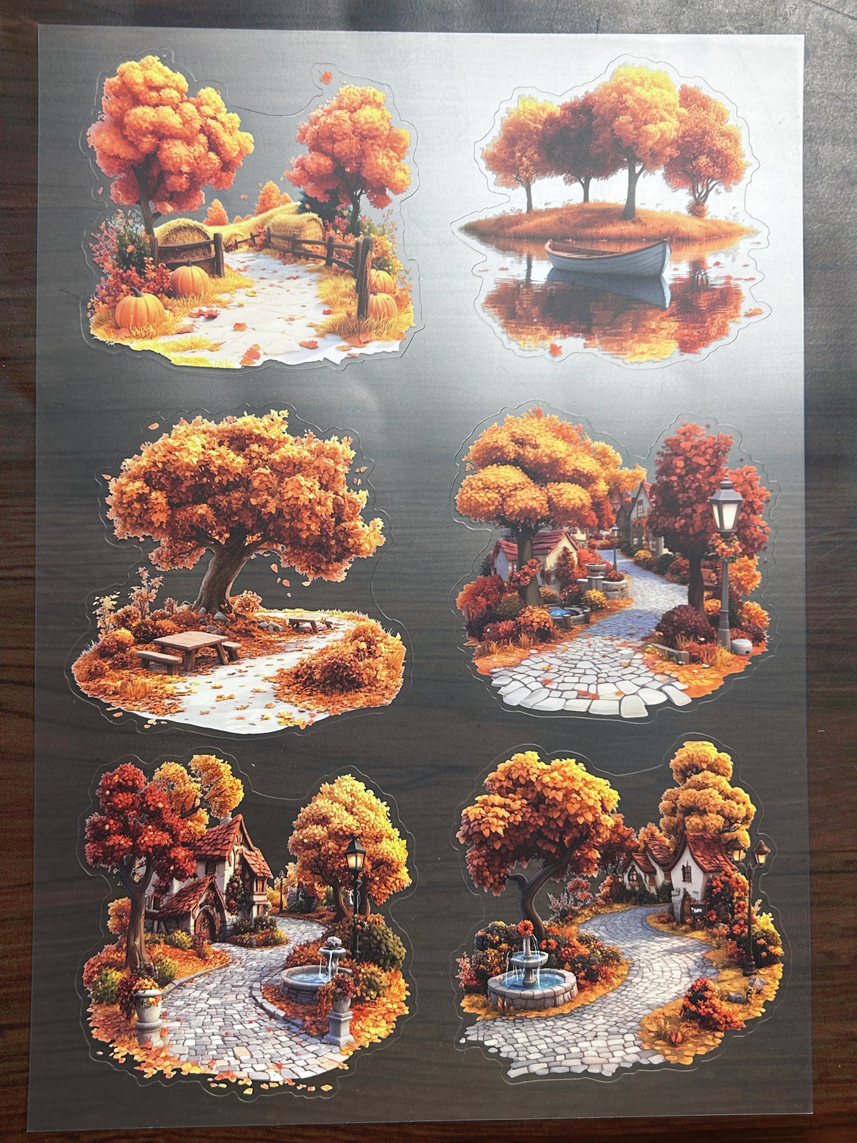 S-206 Autumn Village sticker pet precut A4 size 4 pieces