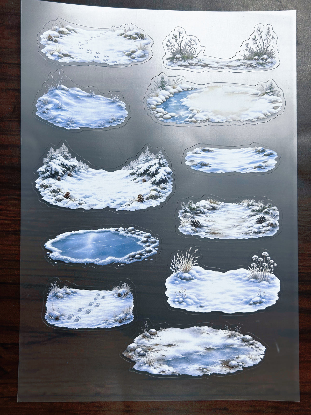 S-189 Snowy Ground  sticker pet precut A5 size 3 pieces