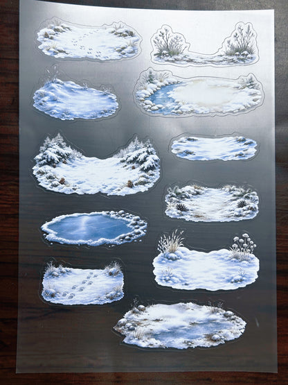 S-189 Snowy Ground  sticker pet precut A5 size 3 pieces