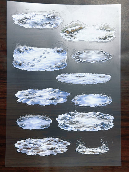 S-189 Snowy Ground  sticker pet precut A5 size 3 pieces