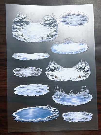 S-189 Snowy Ground  sticker pet precut A5 size 3 pieces
