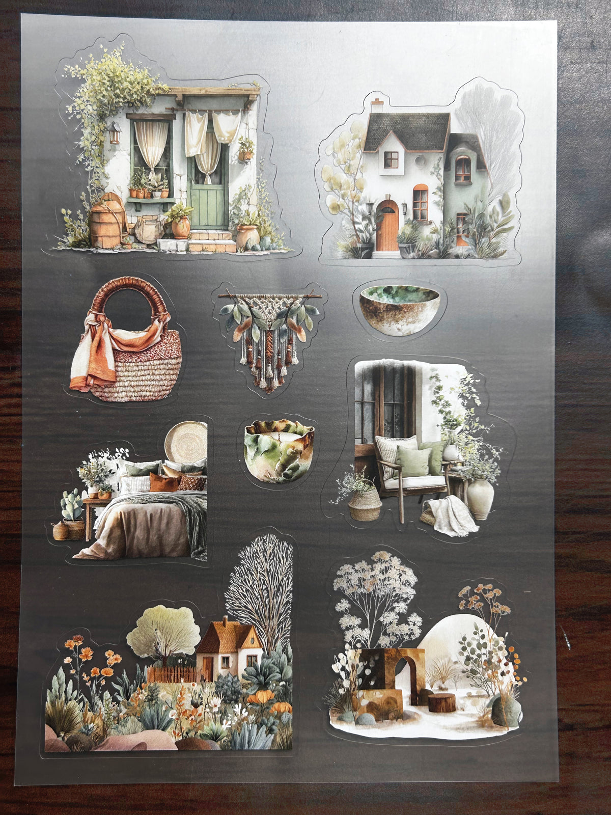 S-188 Boho Autumn Lady sticker pet precut A5 size 8 pieces