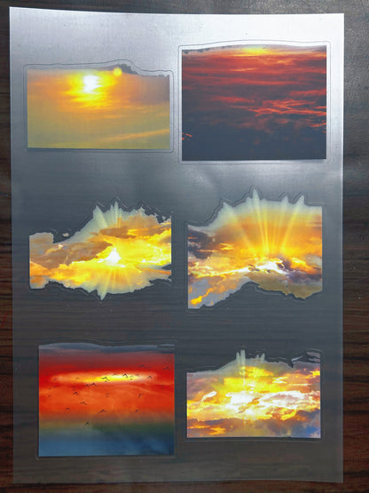 S-187 Sunset Sky sticker pet precut A5 size 2 pieces
