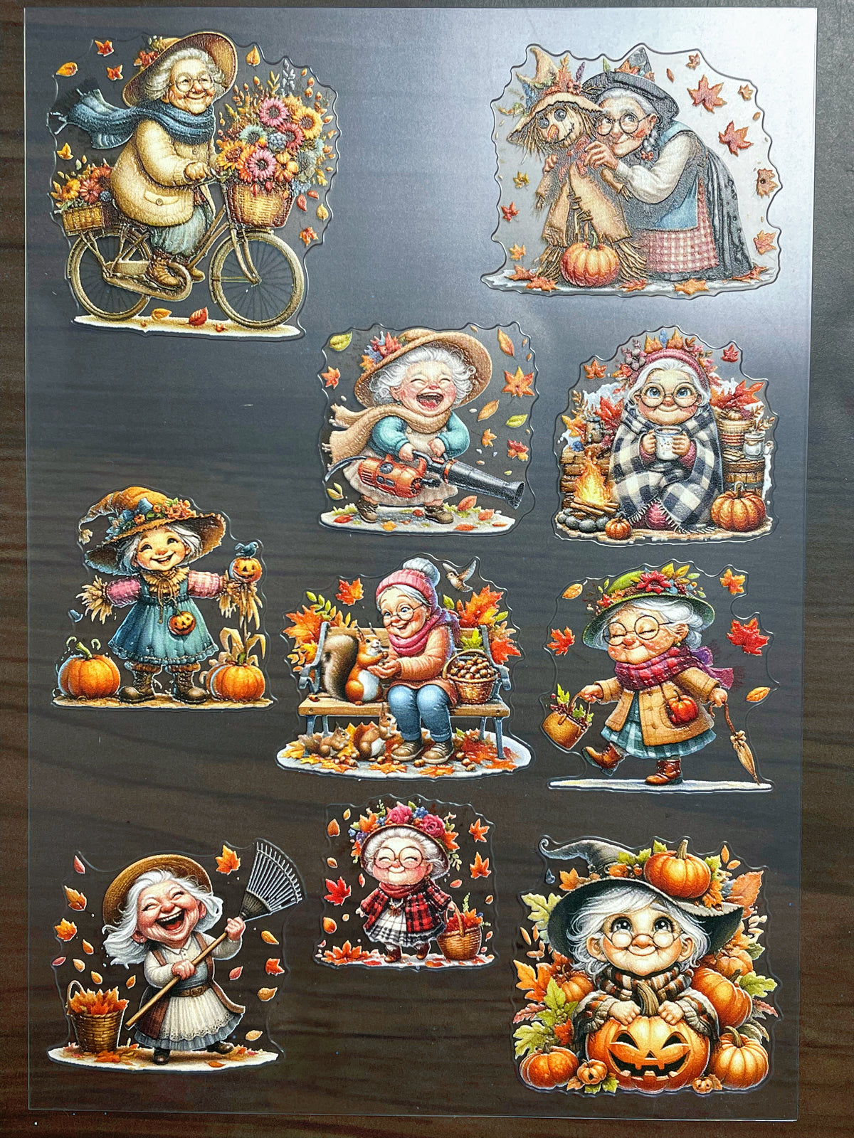 E-241 Autumn Harvest Grandma 2.0 3D Embossed  sticker A5 size  1 piece