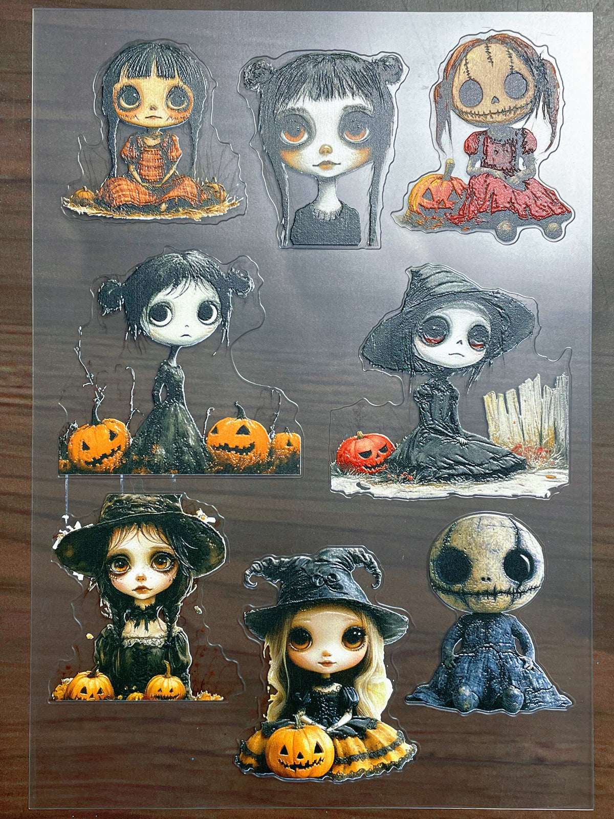 E-242 Gothic Halloween Doll 3D Embossed  sticker A5 size  1 piece