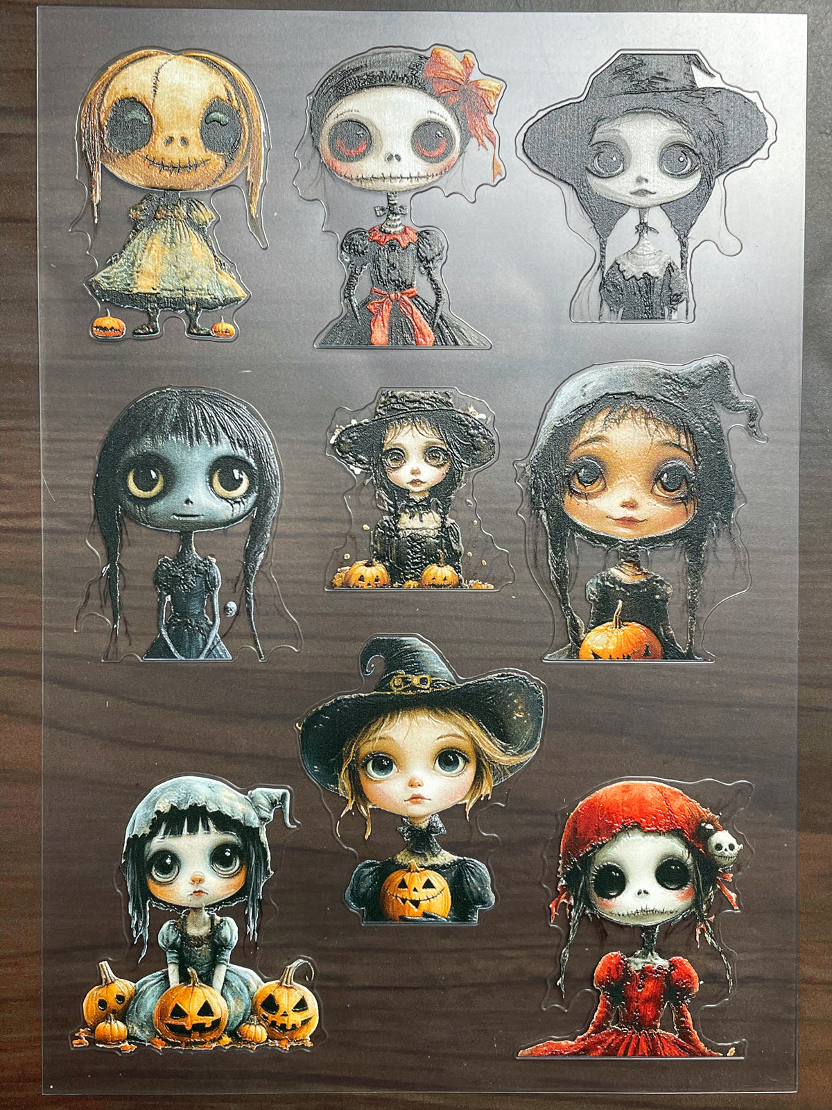 E-243 Gothic Halloween Doll 2.0 3D Embossed  sticker A5 size  1 piece