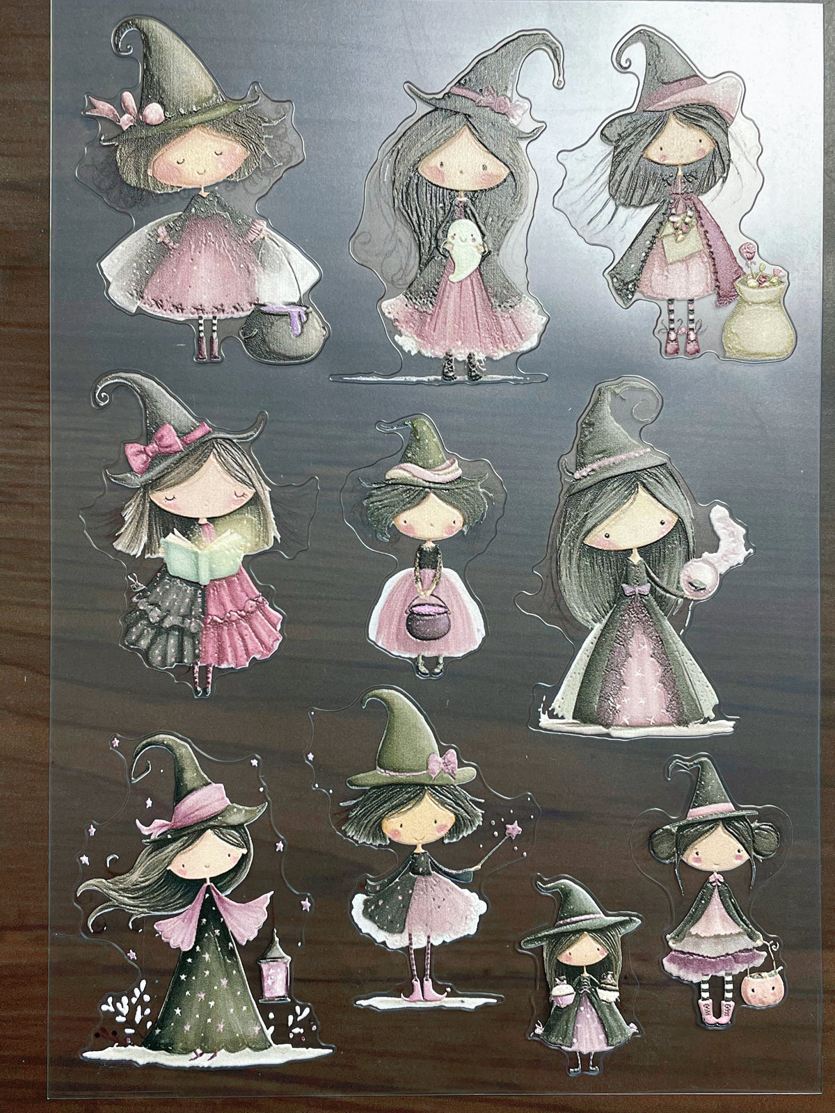 E-245 Cute Pastel Witch 2.0 3D Embossed  sticker A5 size  1 piece