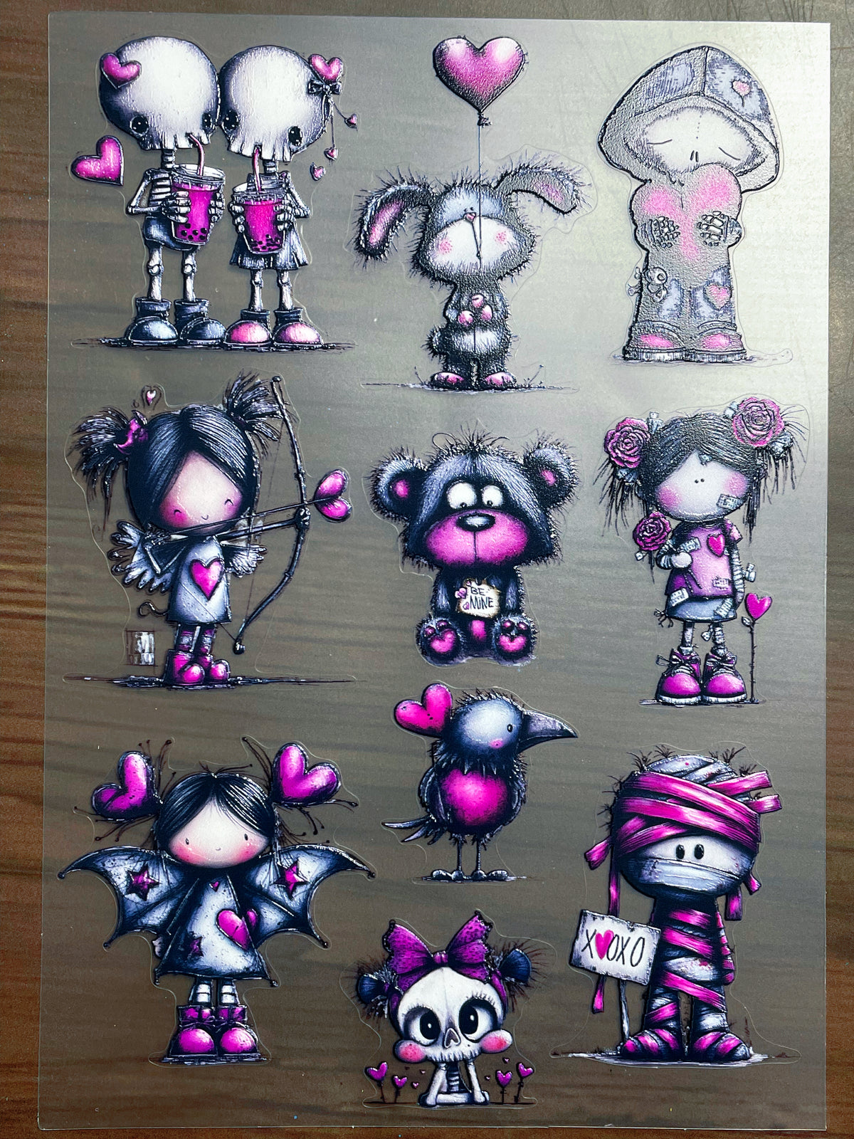 E-250 Gothic Valetine Dolls 3D Embossed  sticker A5 size  1 piece
