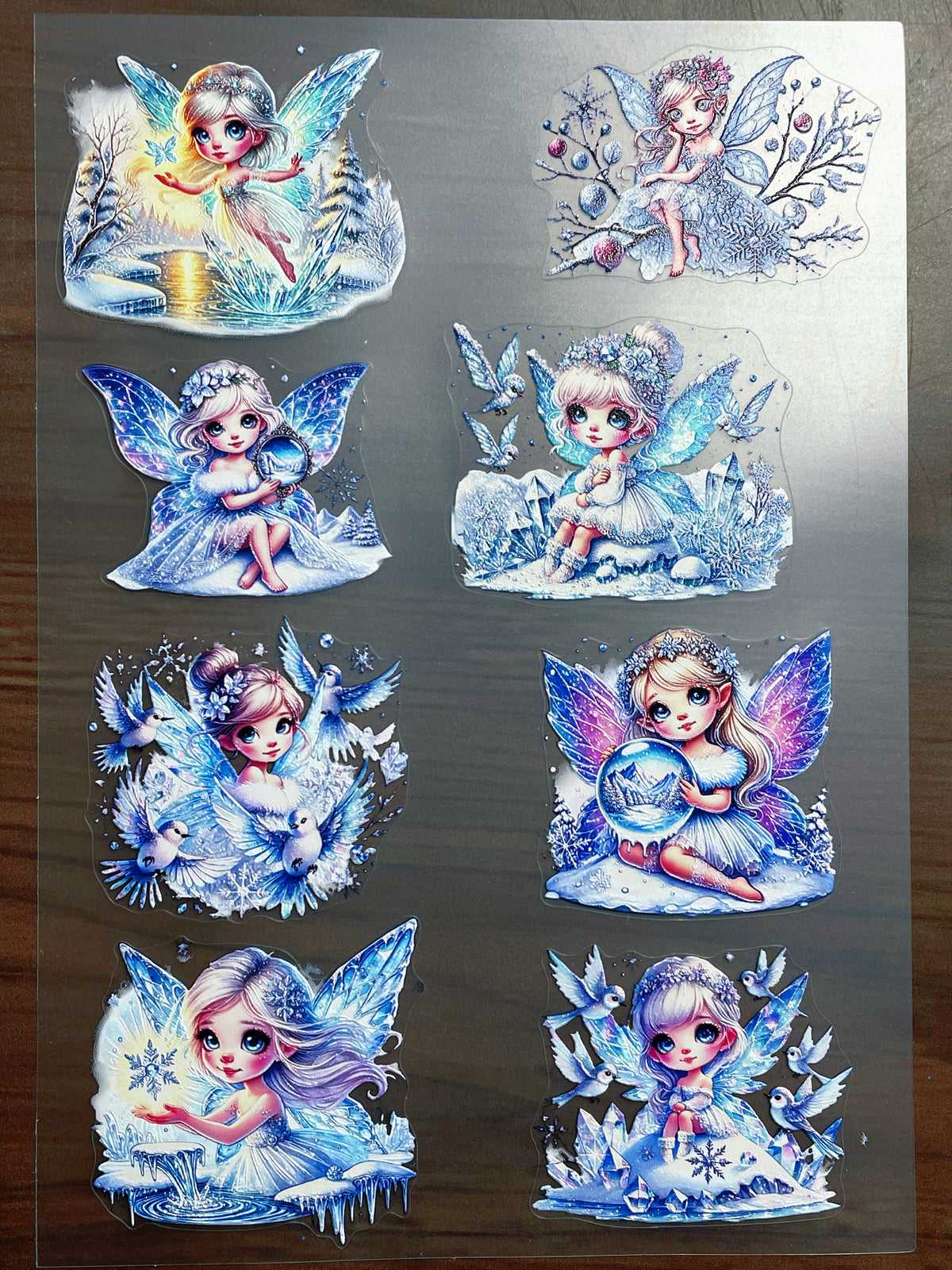 E-251 Winter Ice Fairy 3D Embossed  sticker A5 size  1 piece