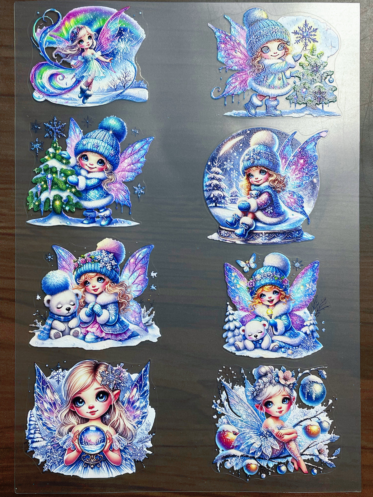 E-252 Winter Knit Fairy 3D Embossed  sticker A5 size  1 piece