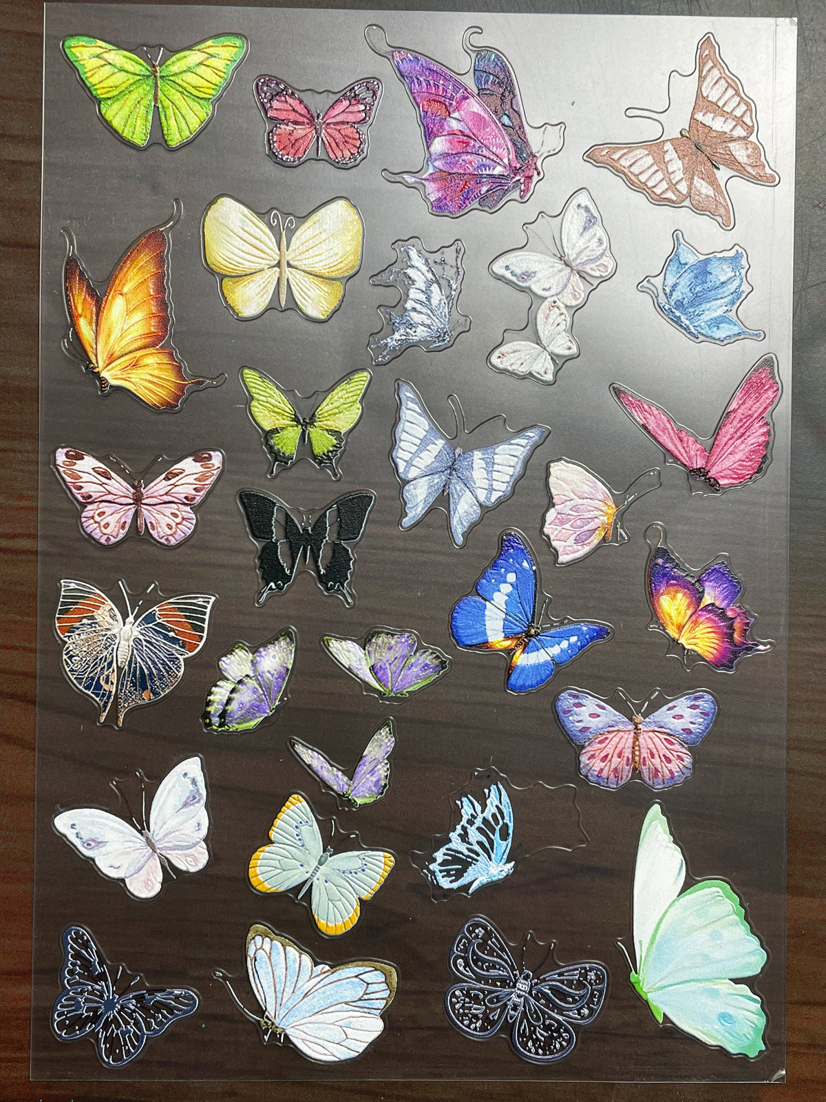 E-253 Watercolor Butterfly 3D Embossed  sticker A5 size  1 piece