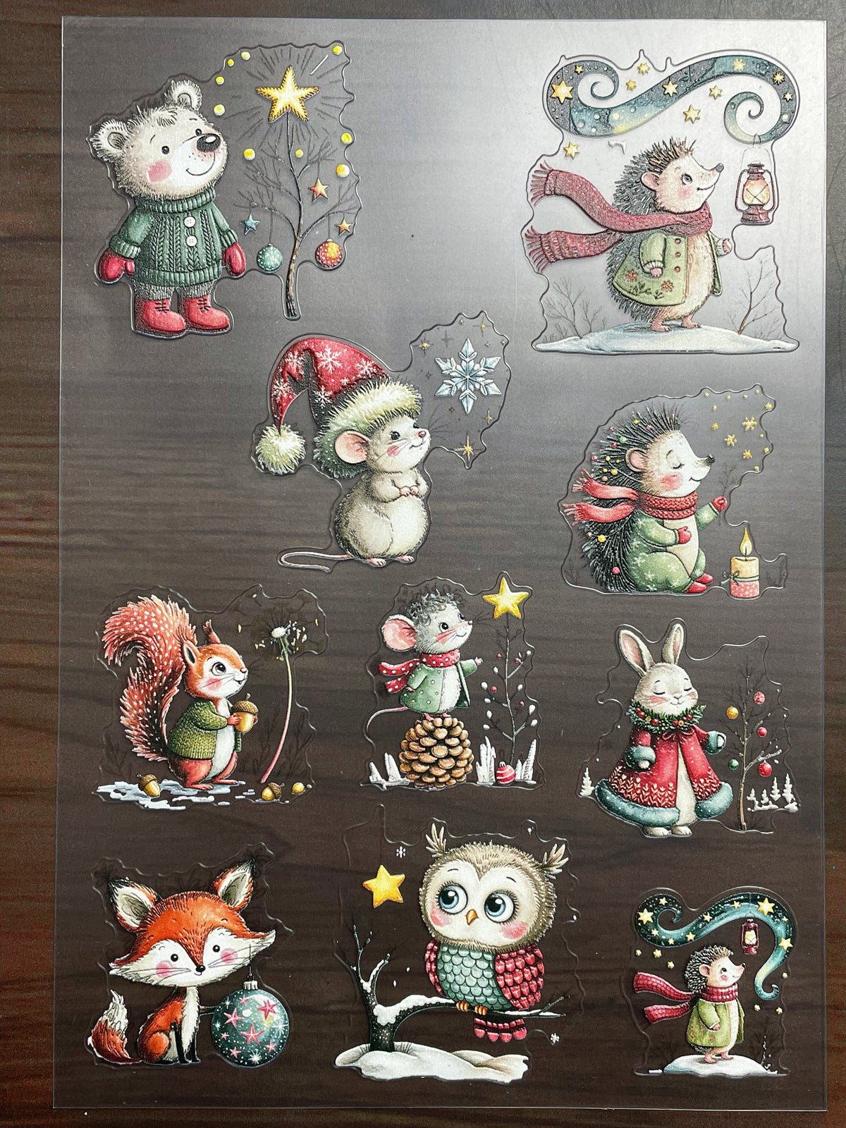 E-256 Christmas Woodland Animal 2.0 3D Embossed  sticker A5 size  1 piece