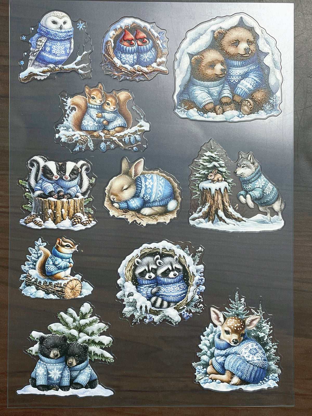 E-260 Winter Blue Sweater Animal 2.0 3D Embossed  sticker A5 size  1 piece