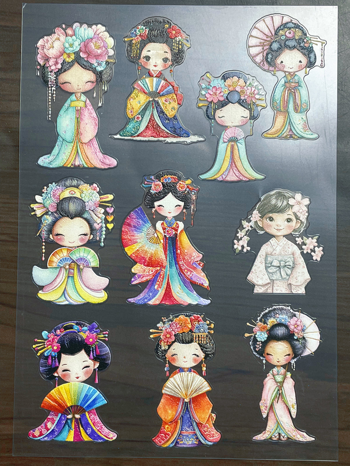 E-265 Kimono Girl 2.0 3D Embossed  sticker A5 size  1 piece