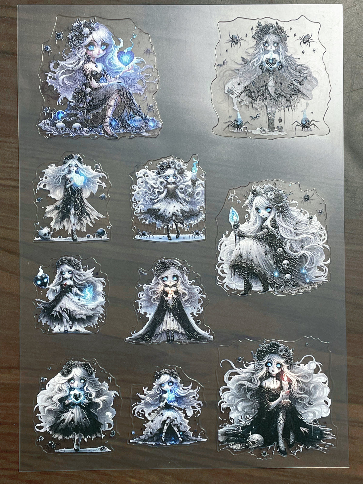 E-272 Gothic Witch Girl 3D Embossed  sticker A5 size  1 piece