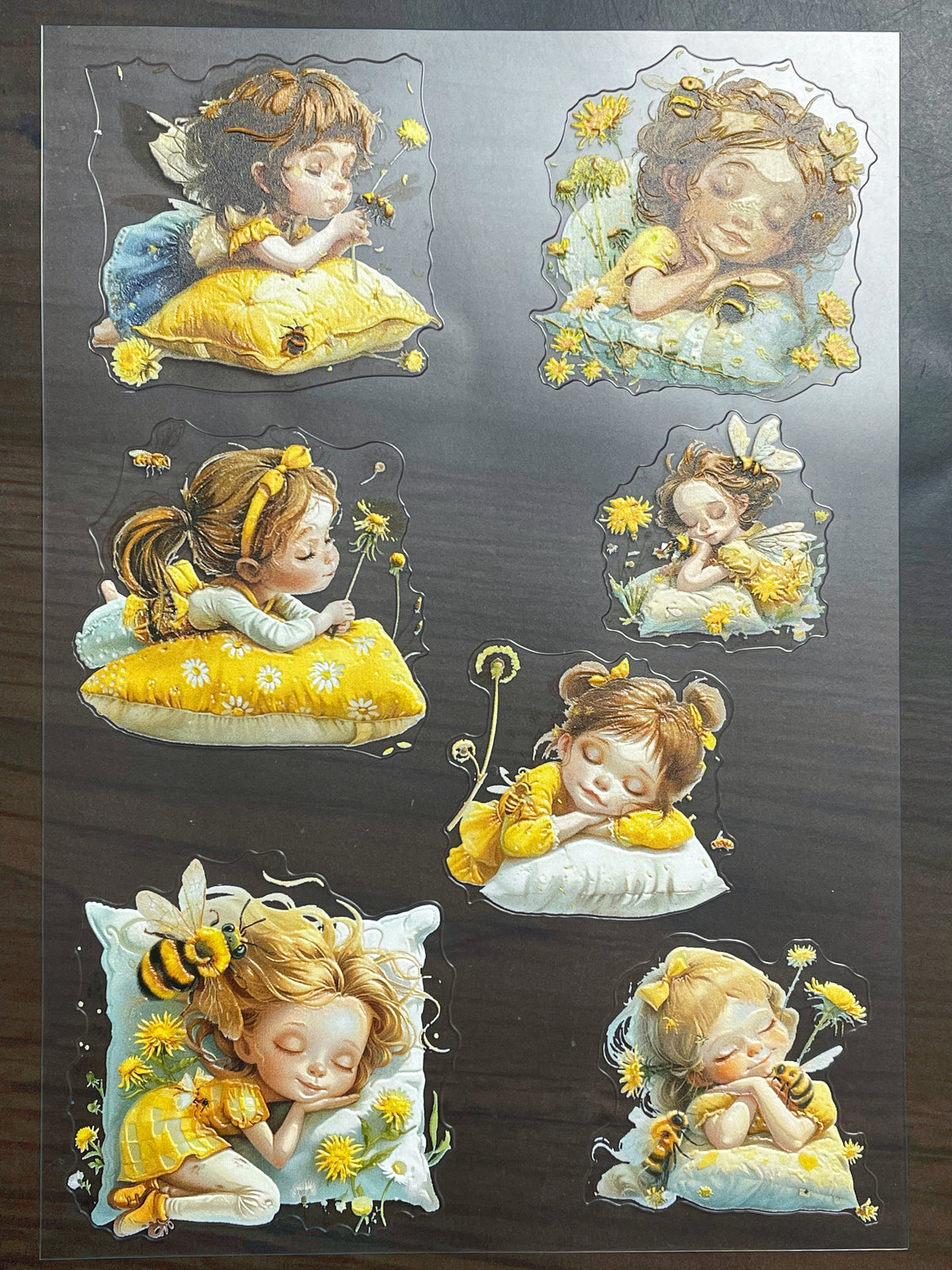 E-273 Dandelion Bee Fairy 3D Embossed  sticker A5 size  1 piece