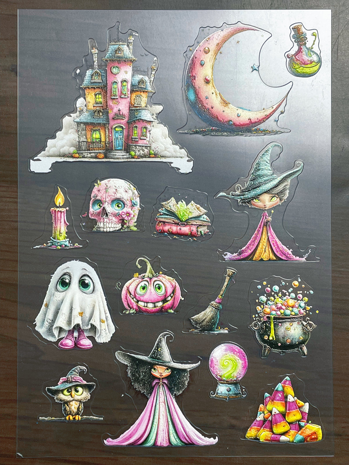 E-274 Halloween Witch House 3D Embossed  sticker A5 size  1 piece