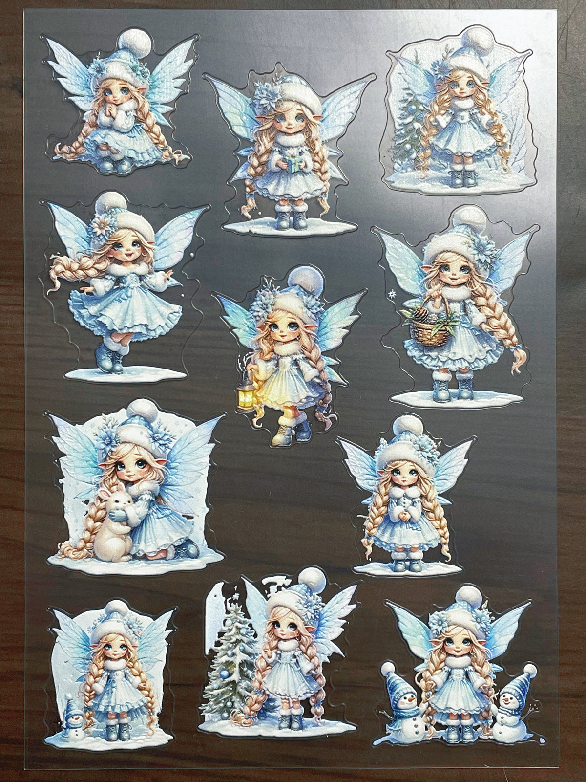 E-275 Winter Snow Fairy 3D Embossed  sticker A5 size  1 piece