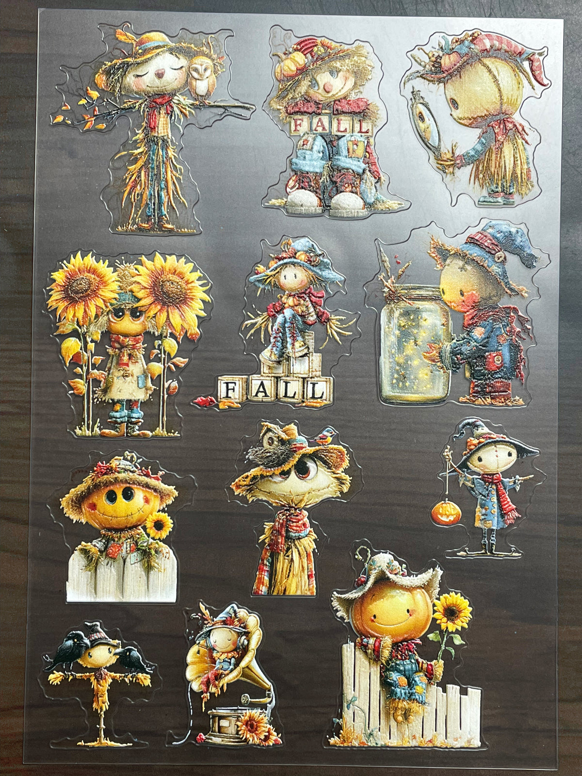 E-277 Fall Scarecrow 3D Embossed  sticker A5 size  1 piece
