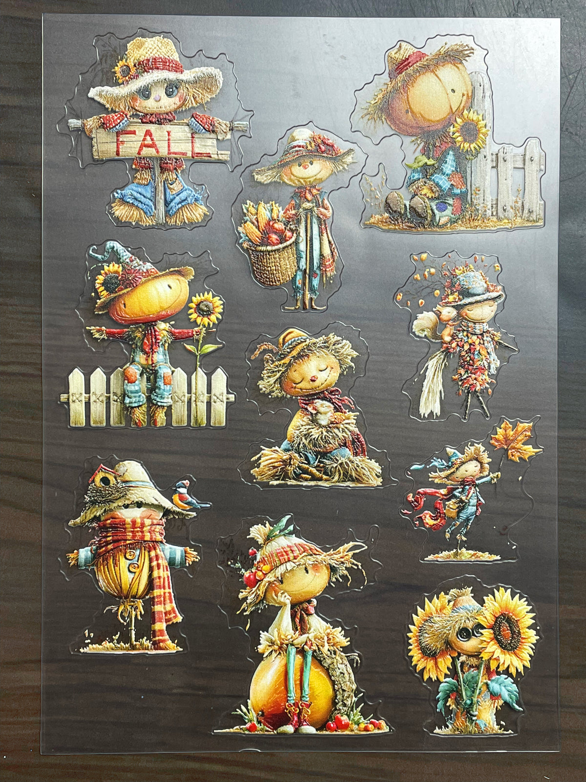E-278 Fall Scarecrow 2.0 3D Embossed  sticker A5 size  1 piece