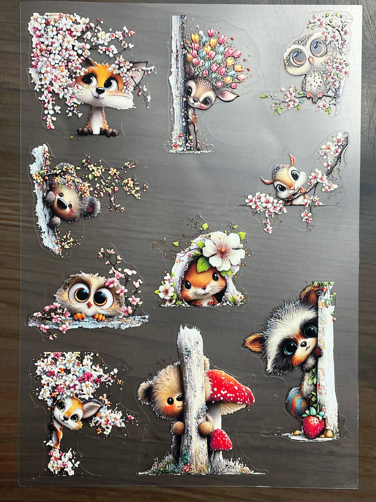 E-279 Spring Forest Animal 3D Embossed  sticker A5 size  1 piece