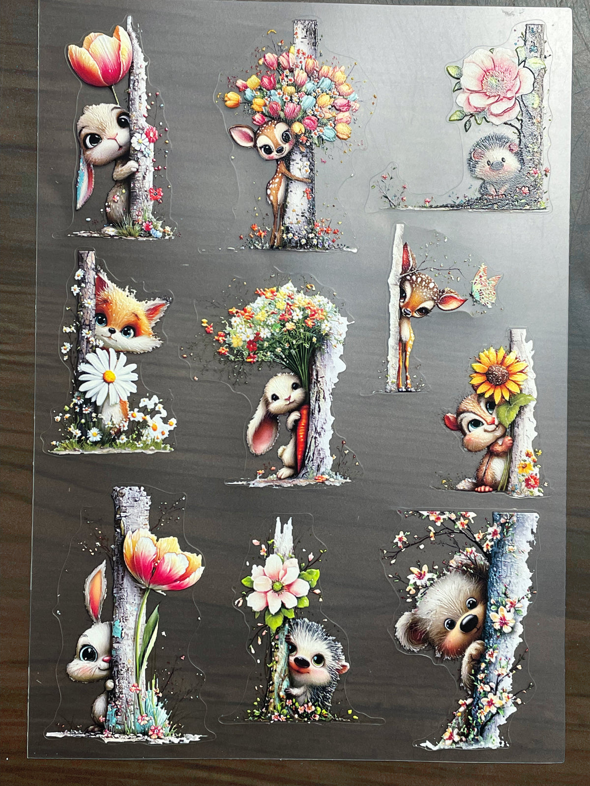 E-280 Spring Forest Animal 2.0 3D Embossed  sticker A5 size  1 piece