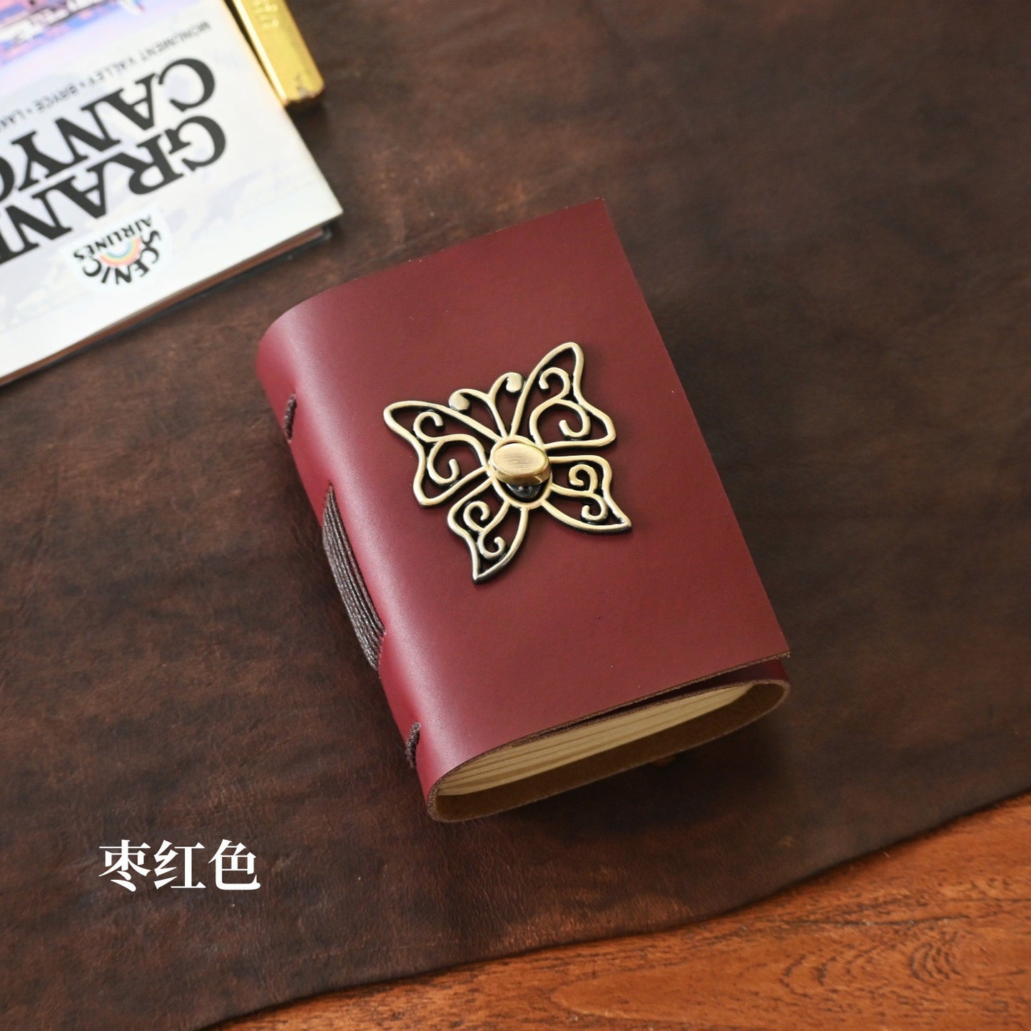 J-3 butterfly leather journal A7