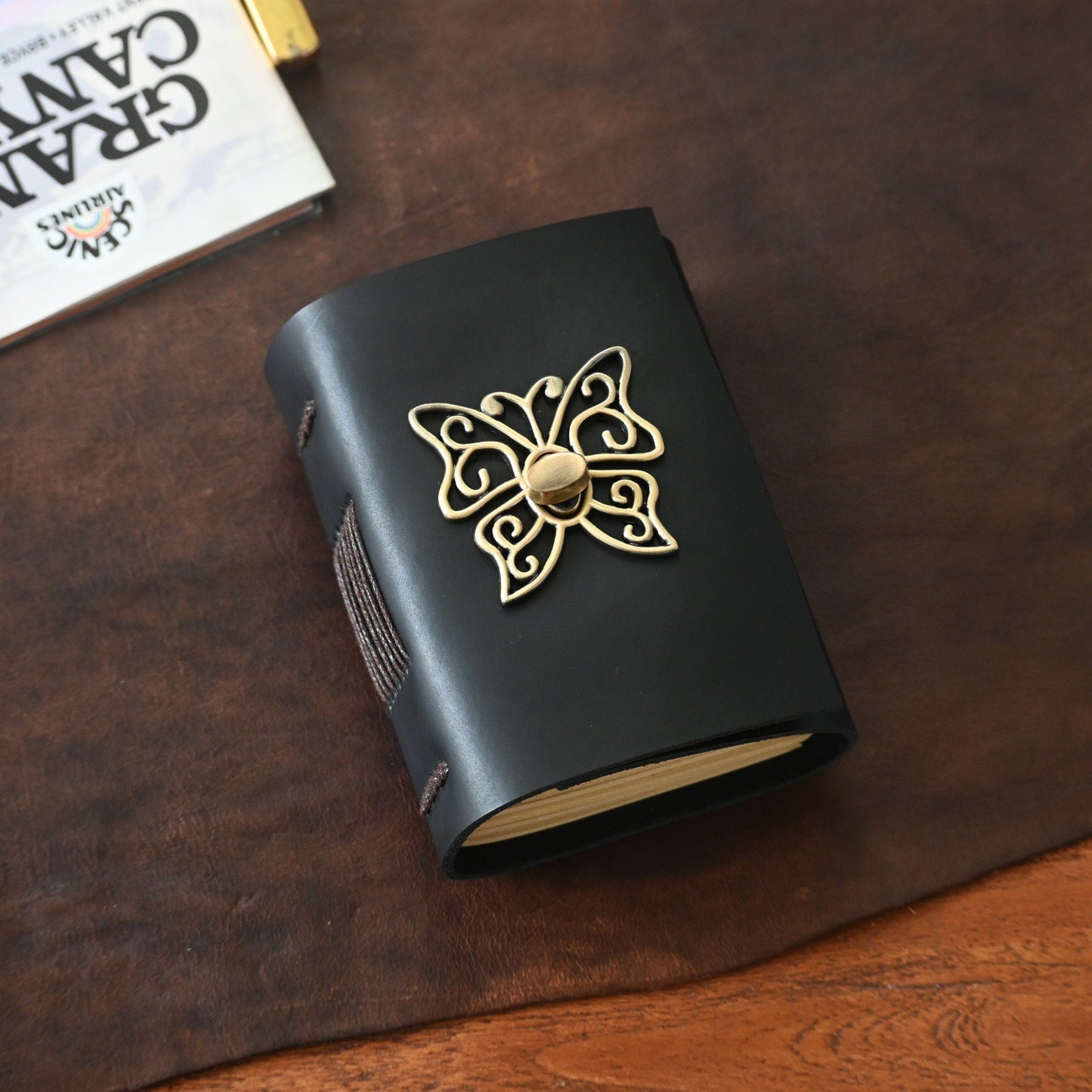 J-3 butterfly leather journal A7