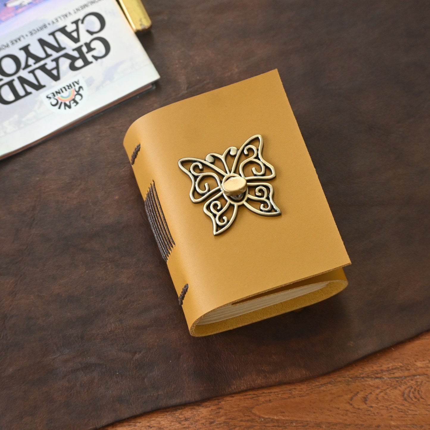 J-3 butterfly leather journal A7