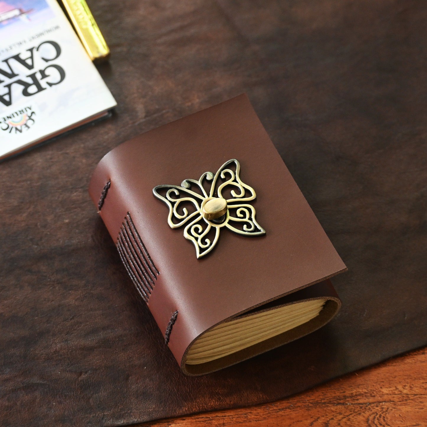 J-3 butterfly leather journal A7